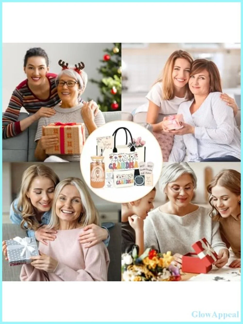 Grandma Gift Set - 8-in-1 Canvas Tote, Bracelet, Candles, Mug, Socks & Cards